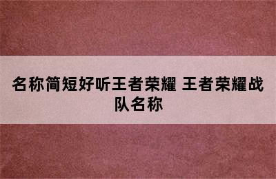 名称简短好听王者荣耀 王者荣耀战队名称